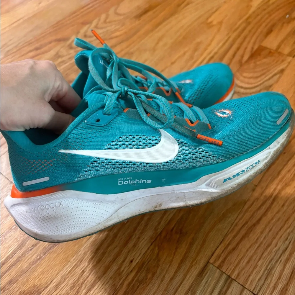 Nike Air Zoom Miami Dolphins Teal and Orange Athletic Sneakers size 5.5Y - Picture 4 of 5